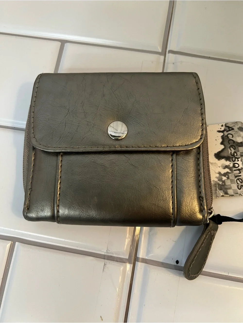 Vans Metallic Gray Compact Zip Wallet